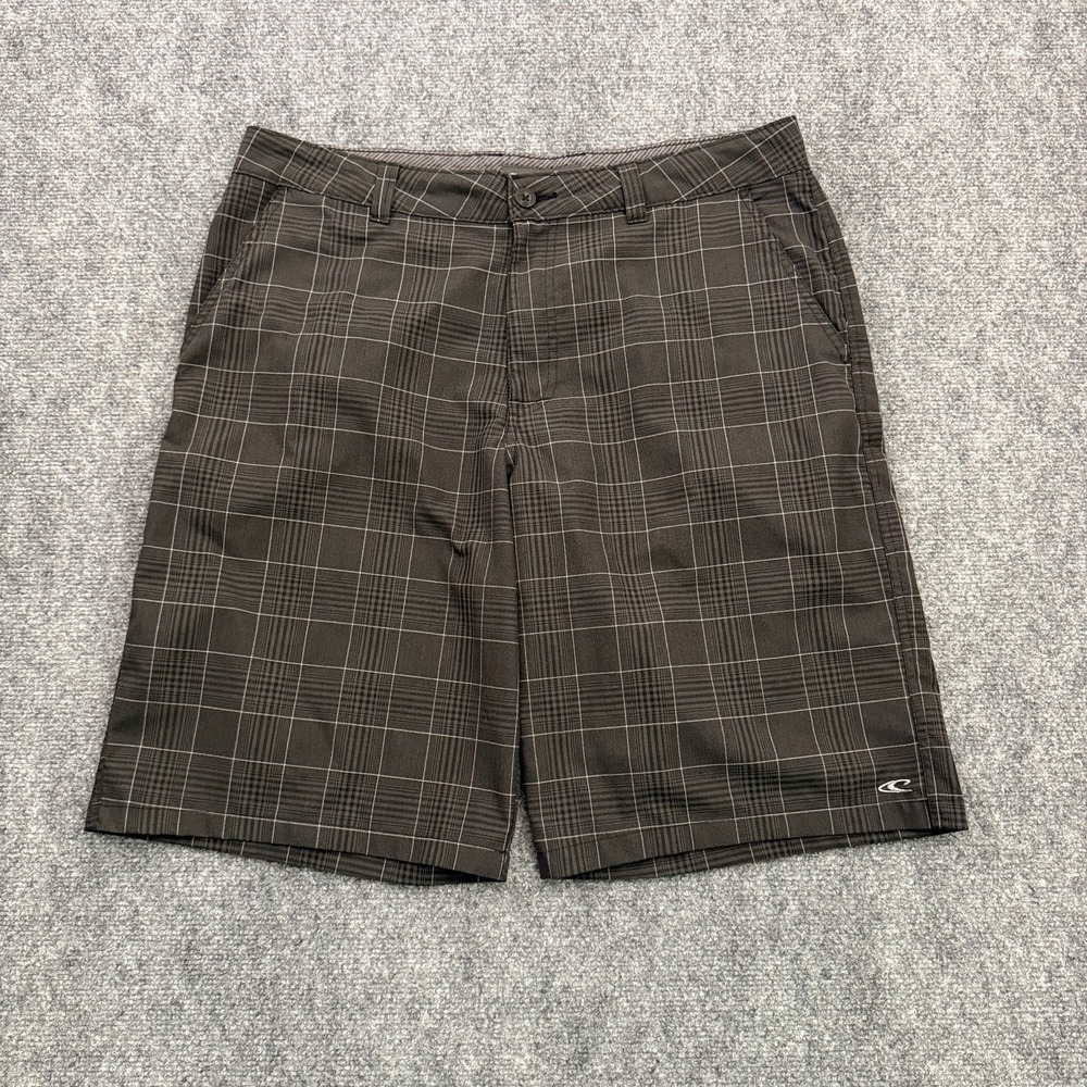 O'Neill Mens Plaid Hybrid Walk Shorts Size 36 Black Golf Casual Flat Front 11" - Picture 2 of 11